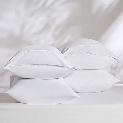 Bedsure Pillow Cases Standard Size Set of 4 - White Brushed Microfiber Pillowcases 4 Pack, Super Soft and Cozy Pillow Case Covers with Envelope Closure for Kids, Wrinkle, Fade Resistant, 20x26 Inches