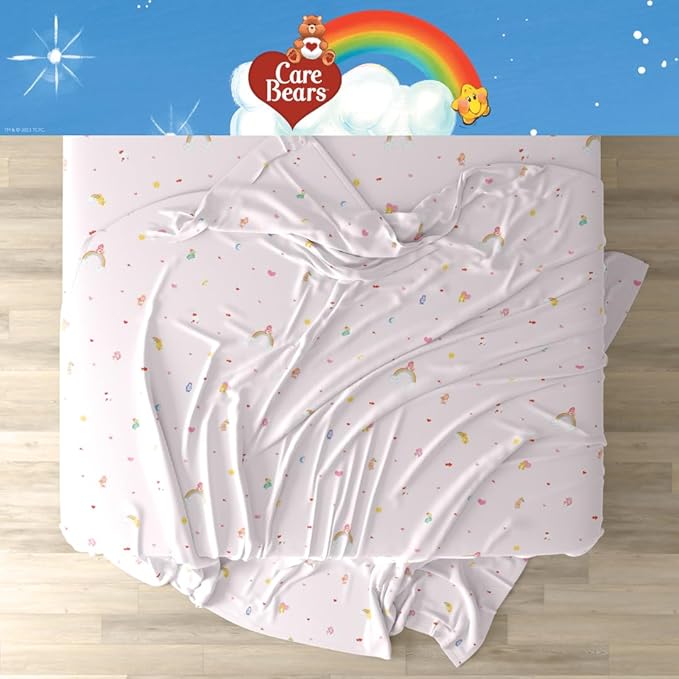 Collectibles Care Bears Bedding Super Soft Cotton Sheet Set, 3 Piece Twin XL, College Dorm Essentials (Officially Licensed Product) By Franco