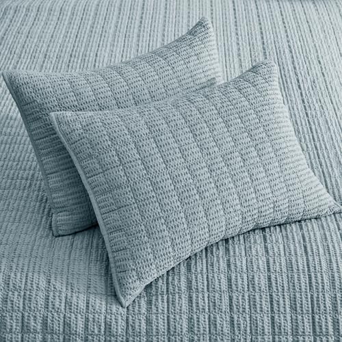 Levtex Home Cloud Waffle King/Cal King Quilt Set (106x92in) and 2 Pillow Shams (36x20in) - Box Quilted Waffle Texture - Chambray - Cotton King Size Quilt Bedding Set - Lightweight Soft Pre-Washed
