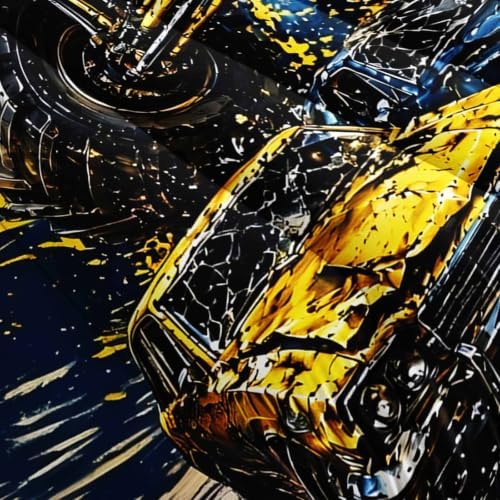 AILONEN Queen Comforter Set 3 Piece, Blue Yellow Off Road Truck 3D Printed Bedding with 2 Pillowcases, Soft Lightweight Microfiber Checkered Racing Decor for Master Suite