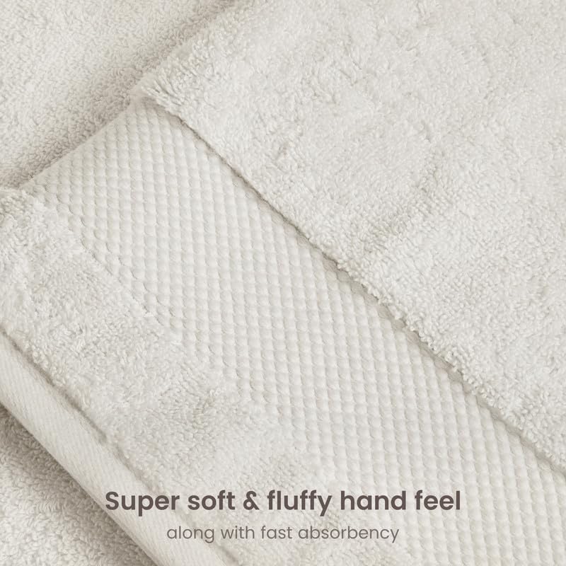 BIOWEAVES 100% Organic Cotton 700 GSM Plush Washcloths 13" x 13" GOTS Certified - Ivory, Pack of 12