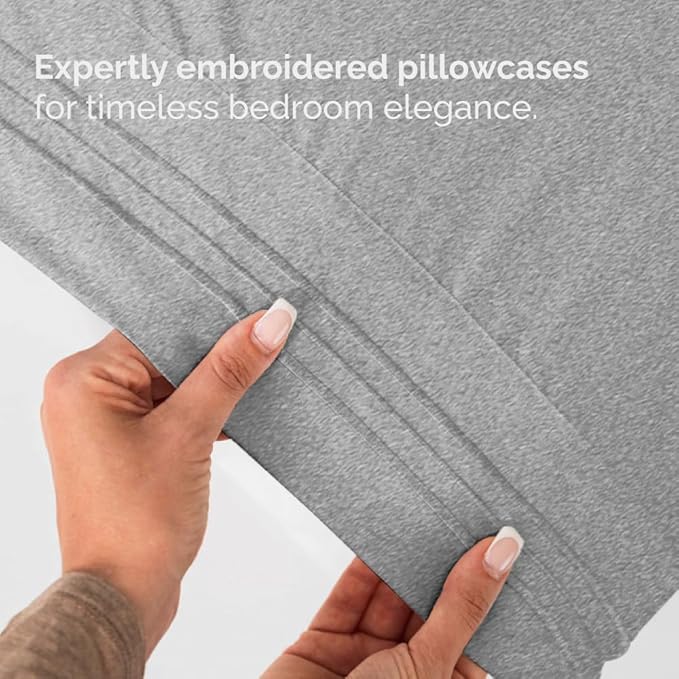 Full XL Bed Sheet - 4 Piece Full XL Bed Sheets Set - Soft, Breathable & Cooling - Hotel Luxury Bedding for Women, Men, Kids, Teens, Boys & Girls - Deep Pockets, Fade & Wrinkle Free - Heathered Grey