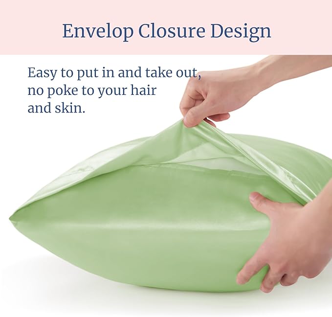 BEDELITE Satin Pillowcase for Hair and Skin, Super Soft Similar to Silk Pillow Cases 4 Pack with Envelope Closure, Cooling Pillowcases for Women Men (20"x26" Standard Size, Gleam)