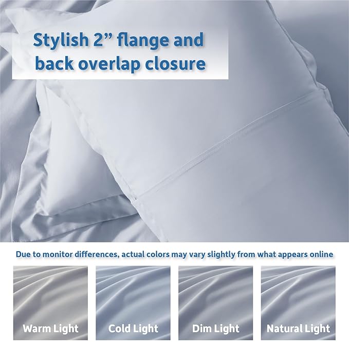 Nestl Ice Blue Duvet Cover Queen Size - Soft Double Brushed Queen Duvet Cover Set, 3 Piece, with Button Closure, 1 Duvet Cover 90x90 inches and 2 Pillow Shams