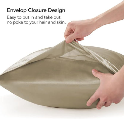 BEDELITE Satin Body Pillow Cover, Super Soft and Cooling Body Pillow Pillowcase for Hair and Skin, Breathable Silky Full Long Pillowcase Cover(20"x54", Taupe)