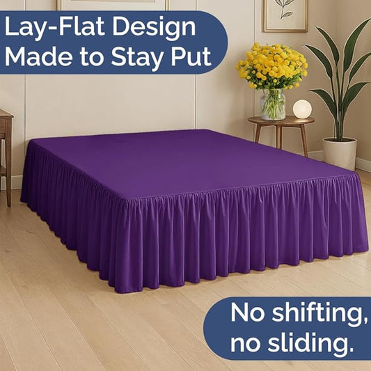 Bedskirt Queen Size Ruffle - 15 inch Drop Dust Ruffle Bed Skirt with Platform - Ultra-Soft, Easy Fit, Premium Hotel Quality - Wrinkle, Fade & Shrink Resistant - For Women, Men, Kids and Teens - Purple