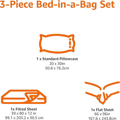 Amazon Basics Lightweight Super Soft Easy Care Wrinkle Free Microfiber 3-Piece Bed Sheet Set with 14-Inch Deep Pockets, Twin, Plum, Solid