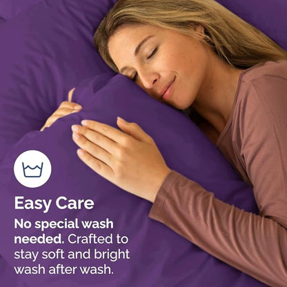 King Pillow Cases Set of 8 - Ultra Soft Hotel Quality Pillowcase Covers - Comfy & Wrinkle Free - Shrink, Stain and Fade Resistant - Easy-Care, Machine Washable Pillow Protectors - 8 Piece Set - Purple