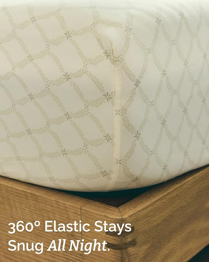Floral Sheets - Neutral Floral Bed Sheet Set - 1 Flat & 1 Fitted & 2 Pillowcases w/ Deep Pockets - Comfy, Wrinkle & Fade Free Boho Botanical Bedding - Ultra-Soft, Breathable & Cooling - King Size