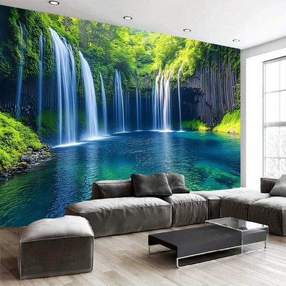 FENDROM Nature Waterfall Tapestry, Majestic Waterfall Landscape Through a Window Imaginary Secret Paradise Print, Wide Wall Hanging for Bedroom Living Room Dorm