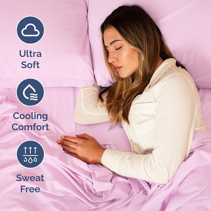 Short Queen Size 4 Piece Sheet Set - RV Short Queen, Soft, Breathable & Cooling Bed Sheets Set w/ Deep Pockets - Hotel Luxury Bedding for Women, Men, Kids, Teens, Boys & Girls - Oeko-Tex - Light Pink