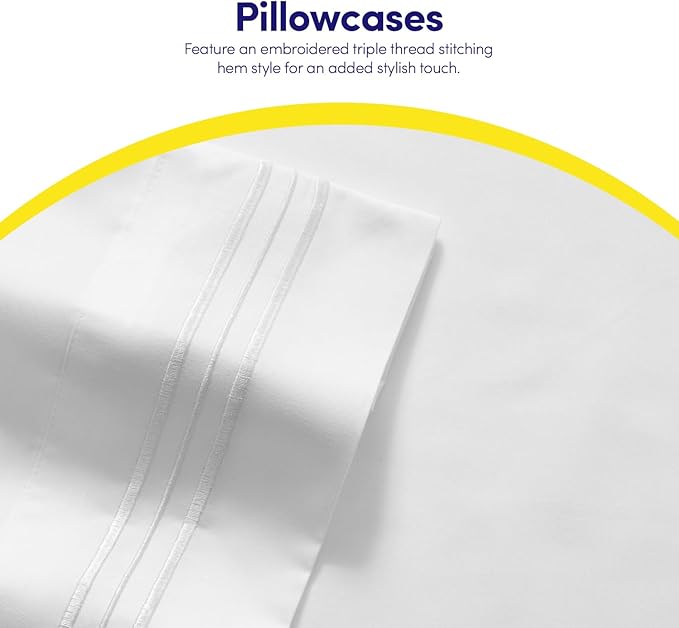 1500 Supreme Collection Extra Soft Split King Sheets Set, White - Luxury Bed Sheets Set with Deep Pocket Wrinkle Free Bedding, Over 40 Colors, Split King Size, White