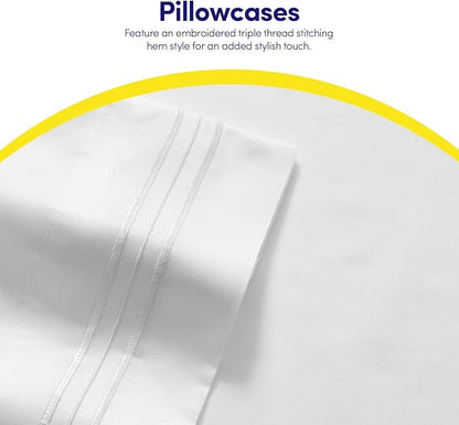1500 Supreme Collection Full Sheet Sets White - Luxury Hotel Bed Sheets and Pillowcase Set for Full Mattress - Extra Soft, Elastic Corner Straps, Deep Pocket Sheets, Full White
