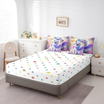 Feelyou Unicorn Comforter Set 7 Pieces King Size Floral Flower Bedding Set for Boys Girls Dreamy Horse Bed in a Bag with Comforter, Sheets, Pillowcases & Cushion Covers