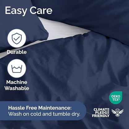 Duvet Cover Oversized King Size Set - Extra Soft Oversized King Duvet Cover with 2 Pillow Shams - Hotel Luxury, Easy Care & Fade Free w/ Zipper Closures & Ties - Comfy, Cozy & Breathable (Navy Blue)