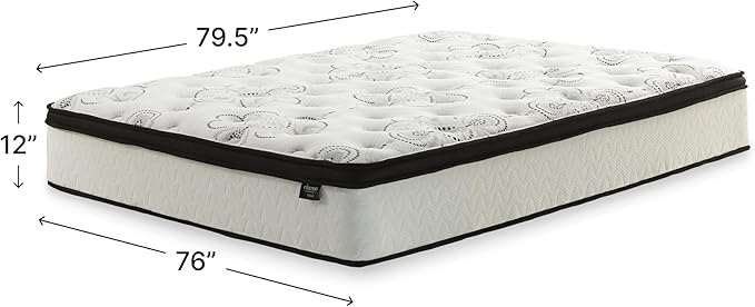 Signature Design by Ashley Chime Hybrid King 12" Mattress with Gel Memory Foam, Medium Firm, Pressure Relief, Fiberglass Free Mattress in a Box