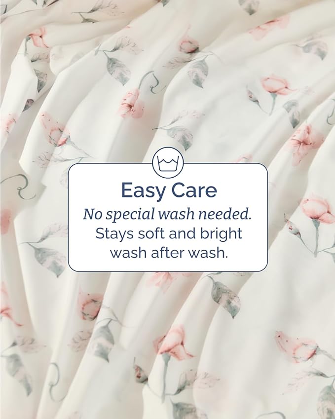 Floral Sheets - Floral Rose Bed Sheet Set - 1 Flat, 2 Fitted & 2 Pillowcases w/ Deep Pockets - Wrinkle & Fade Free - Boho Botanical Bedding - Ultra-Soft, Breathable and Cooling - Split King Size Set