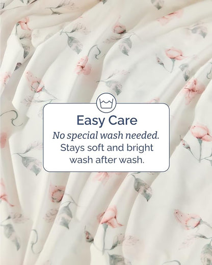 Floral Sheets - Floral Rose Bed Sheet Set - 1 Flat, 1 Fitted & 2 Pillowcases w/ Deep Pockets - Comfy, Wrinkle & Fade Free - Boho Botanical Bedding - Ultra-Soft, Breathable & Cooling - King Size Set
