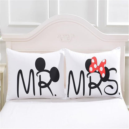 Microfiber Reversible Mickey Mouse Mr/Mrs Couples Duvet Cover 3PCS Bedding Set with Zipper Closure - Ultra Soft Lightweight and Easy Care, Full