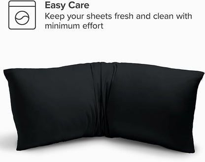 Bare Home Microfiber Body Pillow Cover - Ultra Soft - Cooling Pillowcase - Double Brushed - Pillowcase with Zipper Closure - Easy Care (20''x54'' Body Pillow Cover, Black)