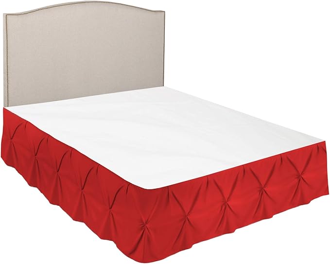 Nestl Red Bed Skirt King Size, Pinch Pleat King Bed Skirt, 14" Inch Drop King Bedskirt, Hotel Quality Red Bed Skirts, Premium Microfiber Bedskirt for King Bed, Red King Size Bed Skirt