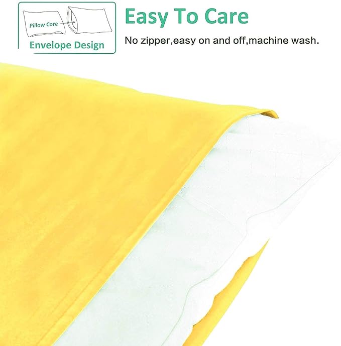 NTBAY Standard Pillowcase Set - 2 Pack Brushed Microfiber 20x26 Pillowcases - Soft, Wrinkle-Free, Fade-Resistant, Stain-Resistant, Yellow Pillowcases with Envelope Closure - 20x26 Inches, Yellow