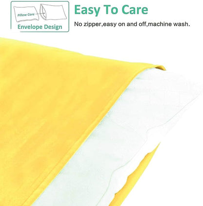 NTBAY Standard Pillowcase Set - 2 Pack Brushed Microfiber 20x26 Pillowcases - Soft, Wrinkle-Free, Fade-Resistant, Stain-Resistant, Yellow Pillowcases with Envelope Closure - 20x26 Inches, Yellow