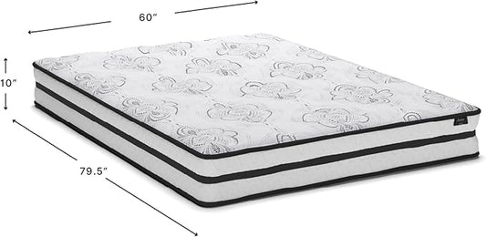 Signature Design by Ashley Queen Size Chime 10 Inch Medium Firm Hybrid Mattress with Cooling Gel Memory Foam for Pressure Relief, Fiberglass-Free, Mattress In A Box