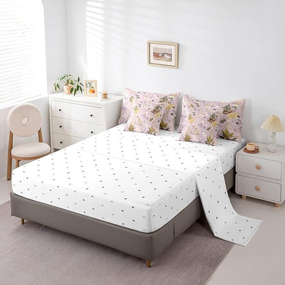 Castle Fairy Rustic Jungle Leaves Comforter Set Bed in a Bag 7 Pieces Twin,Retro Botanical Flowers Leaves Bedding Set,Farmhouse Style (Comforter+Fitted+Flat Sheet+2 Pillowcases+2 Throw Pillow Covers)