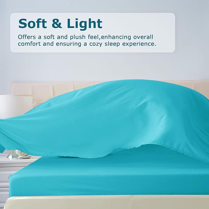 Twin XL Size Bed Sheet Set - 3 Piece Soft Microfiber Sheets with Deep Pockets, Cooling Technology, and Wrinkle-Free Pillowcase. Hotel-Quality, Durable Bedding, Capri Blue