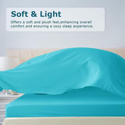 California King Size Bed Sheet Set - 4 Piece Soft Microfiber Sheets with Deep Pockets, Cooling Technology, and Wrinkle-Free Pillowcase. Hotel-Quality, Durable Bedding, Capri Blue