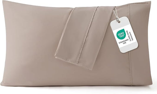 Bedsure Pillowcases Standard Size Set of 2 - Khaki Standard Pillow Cases 2 Pack 20 x 26 inches, Brushed Microfiber, Pillow Case Covers with Envelope Closure for Kids