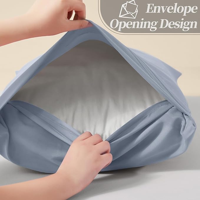 Vonty 2 Pack King Pillow Cases - 20x40 Inch, 1800 Thread Count Microfiber Pillowcases King Size Grey Pillow Cases Luxury & Soft Embroidered Bed Pillow Covers with Envelope Closure