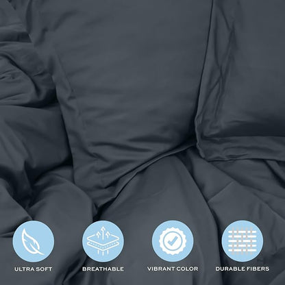 White Classic Grey Duvet Cover Queen Size, Microfiber Duvet Cover with Zipper, Set of 1 Down Comforter Cover with 2 Pillow Shams, Luxury Comforter Cover Queen Size | Comforter Not Included