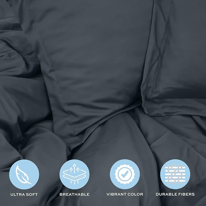White Classic Grey Duvet Cover King Size, Microfiber Duvet Cover with Zipper, Set of 1 Down Comforter Cover with 2 Pillow Shams, Luxury Comforter Cover King Size | Comforter Not Included