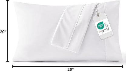 Bedsure Pillow Cases Standard Size Set of 2 - White Brushed Microfiber Pillowcases, Super Soft Pillowcase, Pillow Shams Covers with Envelope Closure for Kids, Wrinkle, Fade Resistant, 20x26 Inches