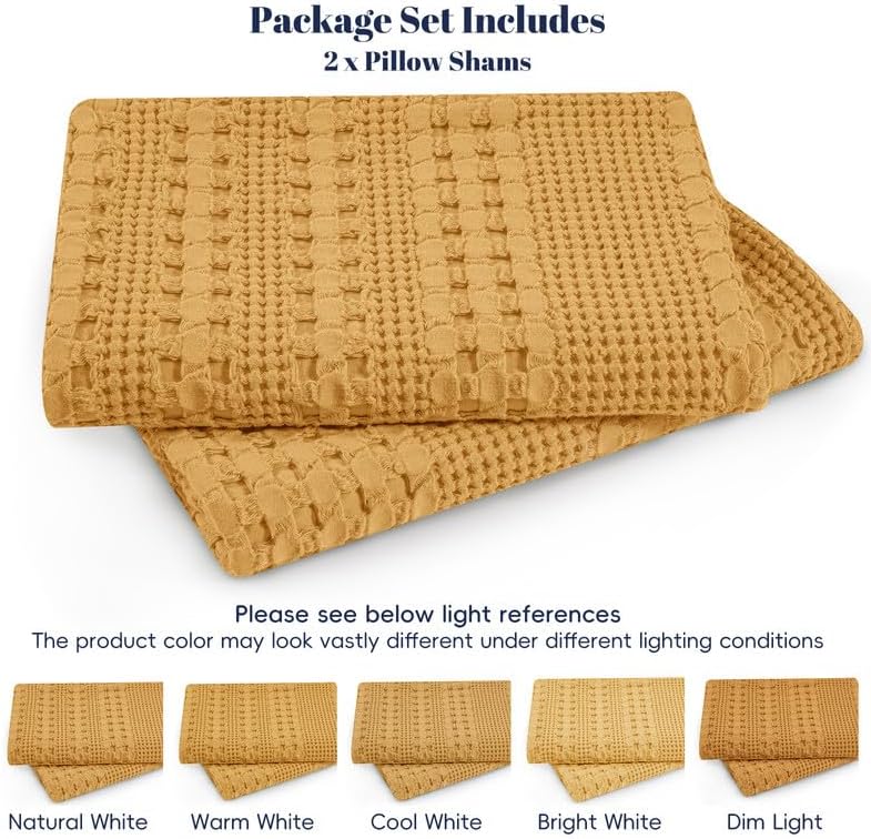 PHF Cotton Waffle Weave Euro Sham Covers 26"x26", Pumpkin Orange, No Insert