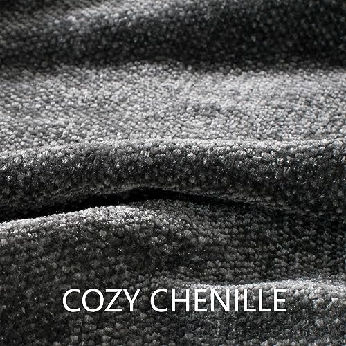 Chenille Throw Blanket for Couch 50" x 60", Dark Grey