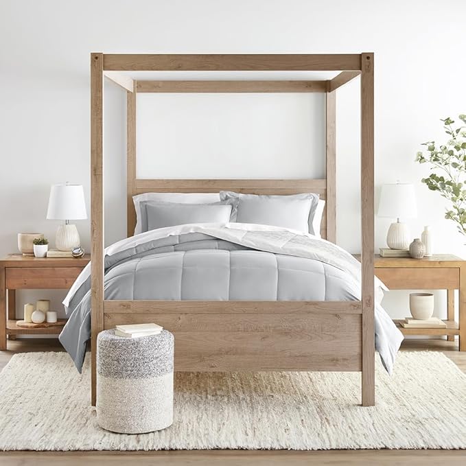 LINENS & HUTCH Comforter Set Patterned Microfiber All Season Down-Alternative Ultra Soft Bedding in Ombre - King/Cal-King Ombre Gray