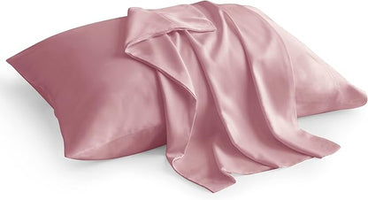 BEDELITE Pillow Cases Queen Size Set of 2, Rayon Derived from Bamboo, Cooling Pillow Cases for Hot Sleepers & Night Sweats, Breathable and Silky Soft Envelope Pillowcases(Rose Pink, 20"x30")