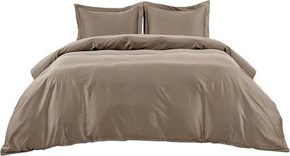 Bedsure Cooling Duvet Cover Queen Size - Moisture Wicking and Silky Eucalyptus Lyocell Cotton Hybrid Comforter Cover Set for Hot Sleeper - Buttery Soft and Breathable, GentleSoft™, Simply Taupe