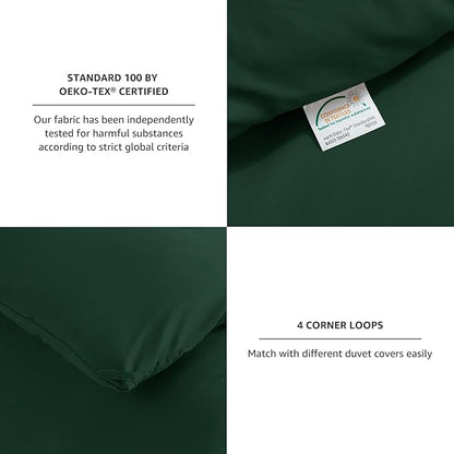 CozyLux Full Size Comforter Set Emerald Green, 3 Pieces Solid Breathable Quilted Bedding Sets, Luxury Lightweight Soft Bed Set with Down Alternative Comforter and 2 Pillowcases for All Seasons
