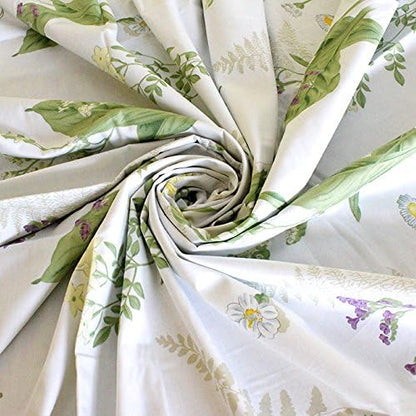 FADFAY Girls Floral Bedding Twin Duvet Cover Set Premium 100% Cotton Green Floral Yellow Daisy Purple Lavender Flowers Bedding Set 3-Piece-1Duvet Cover & 2Pillowcases