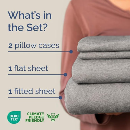 Full XL Bed Sheet - 4 Piece Full XL Bed Sheets Set - Soft, Breathable & Cooling - Hotel Luxury Bedding for Women, Men, Kids, Teens, Boys & Girls - Deep Pockets, Fade & Wrinkle Free - Heathered Grey