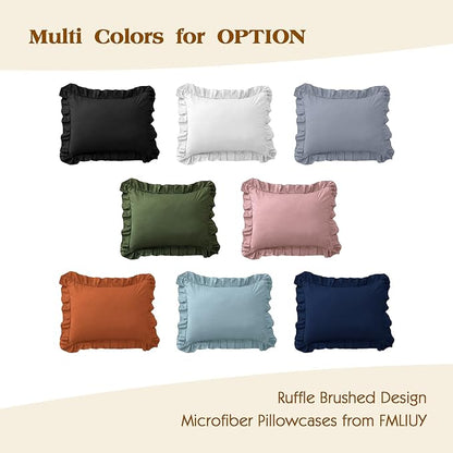 Ruffle Pillow Cases Standard Size Set of 2 –Soft Wrinkle Resistant Brushed Microfiber Ruffled Pillowcases –Envelope Pillow Shams Cover Festive Gift for Hotels,Rooms 20x26 Inch (Silver Gray)