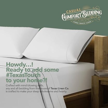 TEXAS LINEN CO. 100% Organic Cotton Sheets Cal King Size - 4 PC Organic Cotton Cal King Percale Weave Sheet Set, Soft, Cooling, Crisp, 16" Deep Pocket Hotel Quality Bedding Set - Light Grey