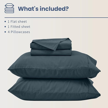 Bedlifes 100% French Flax Linen Sheets Set Queen Size - 6 Piece Extra Deep Pocket 18-24",Soft Breathable Queen Bed Sheets with Temperature Regulating & Moisture-Wicking(Cool Gray