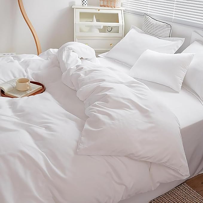 Cottonight White Comforter Cal King Plain White Bedding Comforter Set California King Solid Color Plain Solid Blanket Quilts Cozy Durable Soft Modern Bedding Comforter Sets Women Men