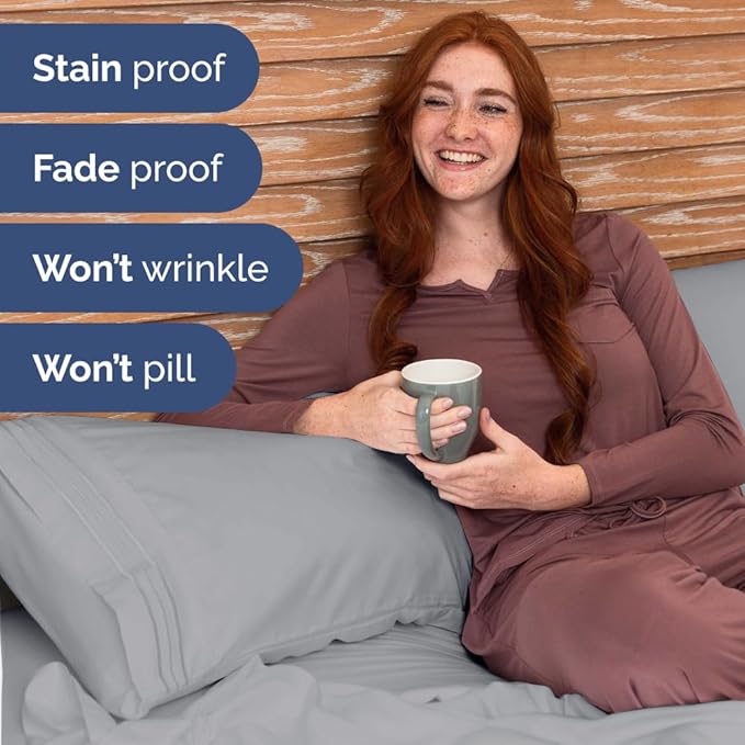 Bulk Case Pack of 16 Sheet Sets - (16) Complete Twin XL Size Sheet Sets w/ Deep Pockets - Wholesale Bulk Bedding for Hotels, Spas & Airbnbs - Breathable, Soft & Wrinkle Free - (Twin XL, Steel Blue)