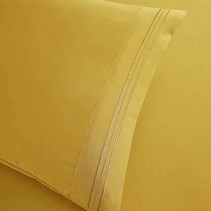 Clara Clark Twin XL Sheets, 5 Piece Set - Hotel Luxury Bed Sheets, Super Soft Bedding Set, Twin XL Size, Yellow